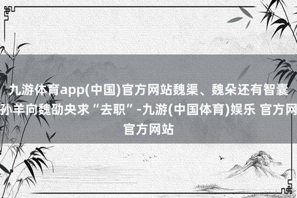 九游体育app(中国)官方网站魏渠、魏朵还有智囊公孙羊向魏劭央求“去职”-九游(中国体育)娱乐 官方网站